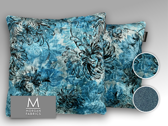 74 - Morgan Fabric - Black Flower Petrol